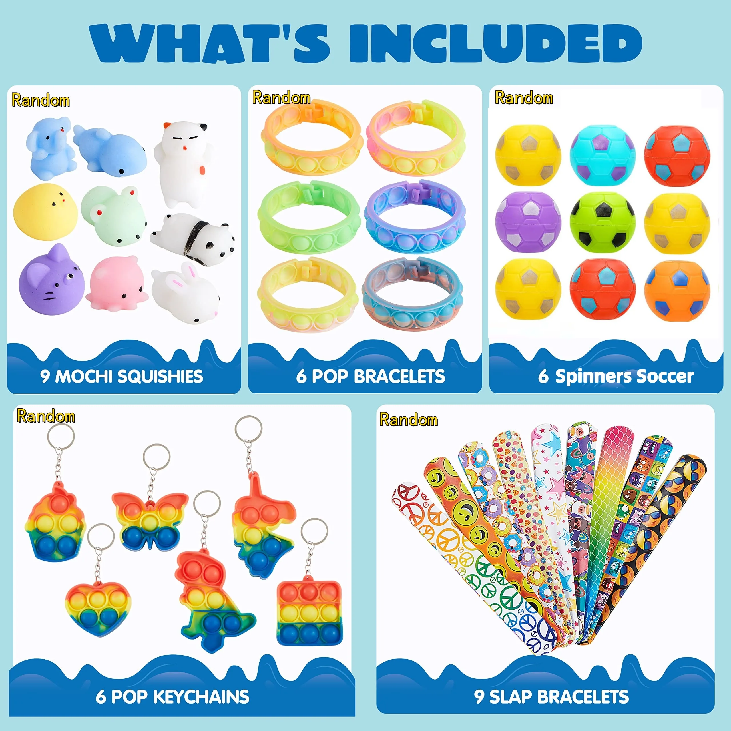 Bulk Pack of 30-120 Popular Fidget Toys for Kids - Party Favors Goodie Bag Fillers Birthday Party Prizes view 2