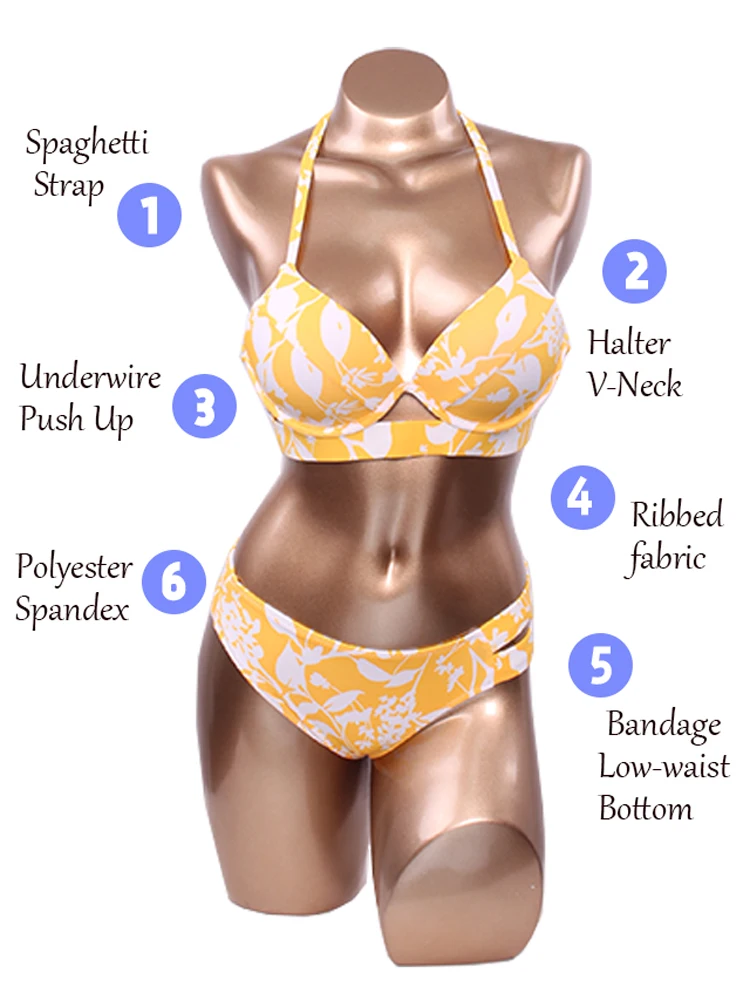 Tatitivs floral bedruckte Bikini-Sets für Frauen sexy Neck holder zweiteiliger Badeanzug Push-up-Bade bekleidungs verband Biquini mit niedriger Taille