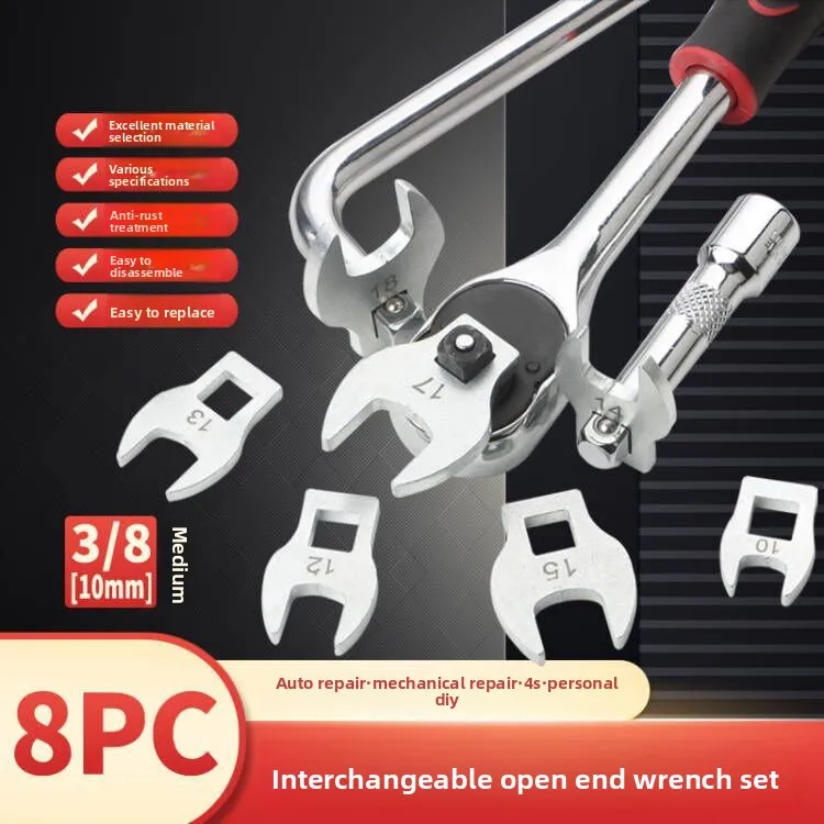 3/8 inch Reversible Head Adjustable Open-End Middle Fly Quick Ratchet Wrench L-Type Wrench Bullhorn Open-End Dual-Use Wrench