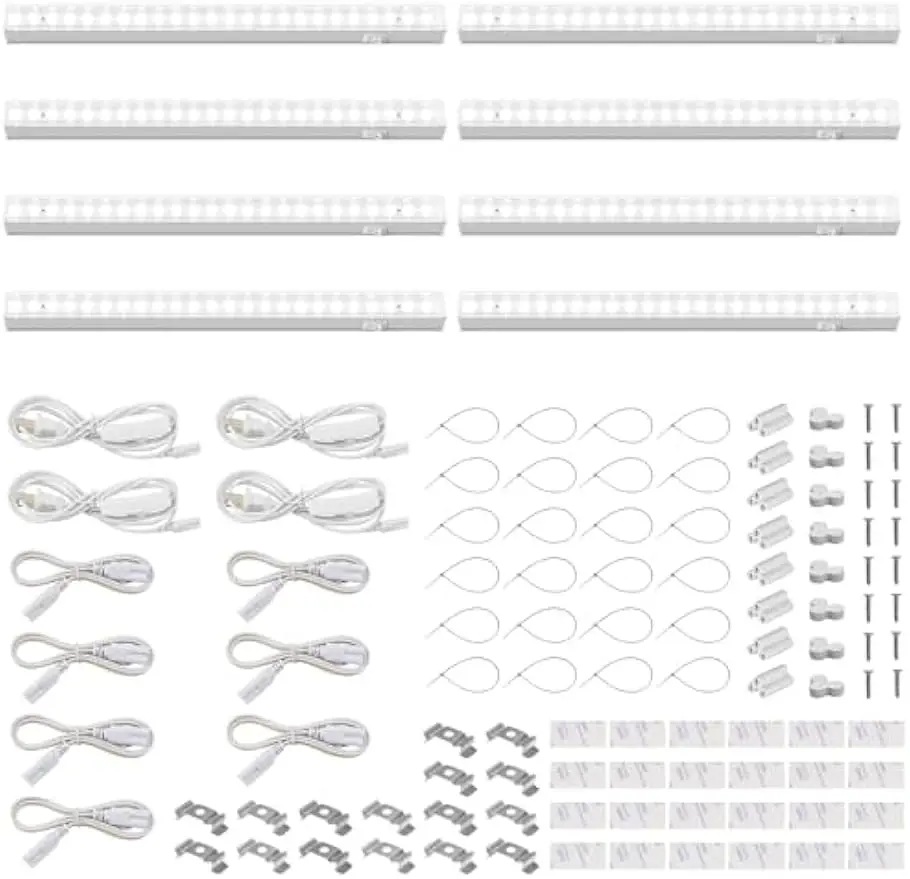 

Световая полоса для выращивания растений T5, полный спектр, 5000 К, белая для комнатных растений, индивидуальный переключатель, Plug and Play, 8 шт.
