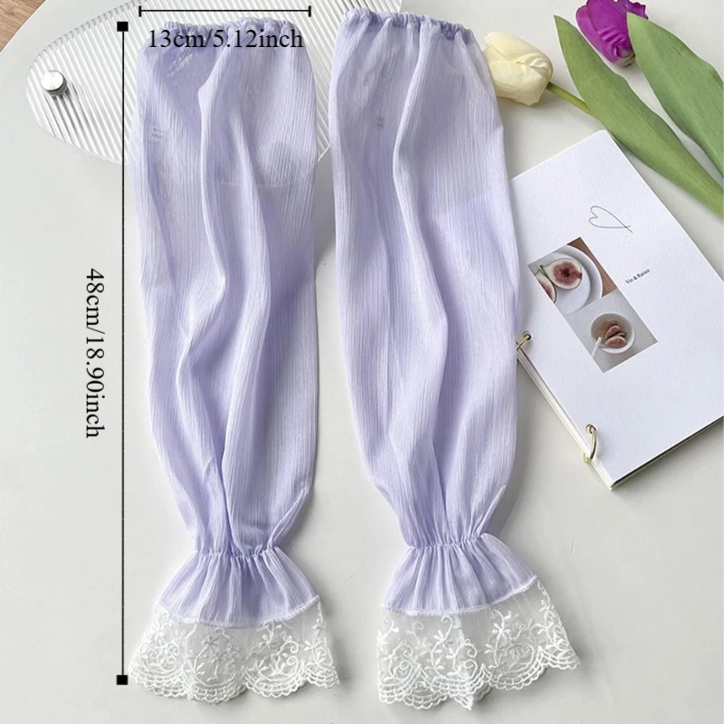 Fashion Sun Protection Lace Sleeve Breathable Fingerless Long Arm Sleeves Polyester Hand Sleeves Summer Arm Cover Girls