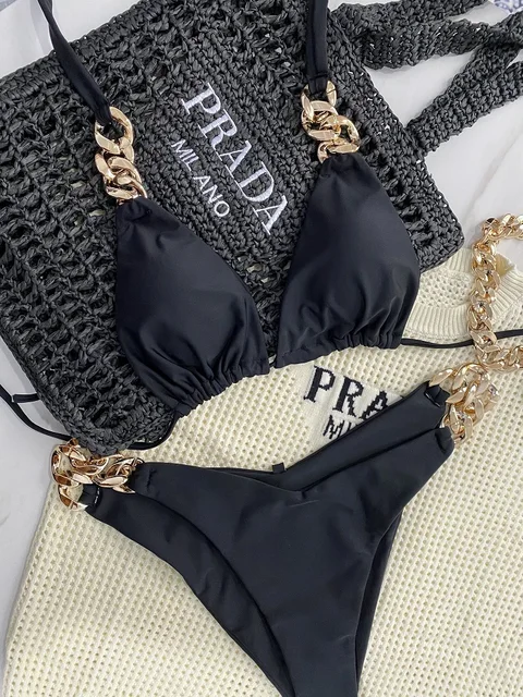 RUOTONGSEPT nowe seksowne bikini 2023 trójkątny strój kąpielowy dla kobiet brazylijskie bikini zestaw 2-częściowy strój kąpielowy typu Halter strój kąpielowy Push Up