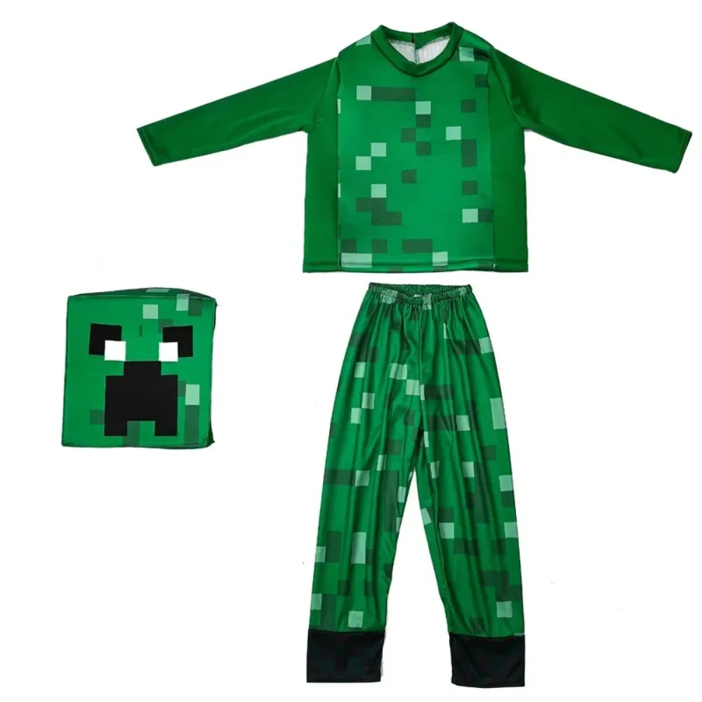 Made with Top-notch Performance Costume for Gamers Polyester Fabric Professional-grade Creeper Steve Stage Costume