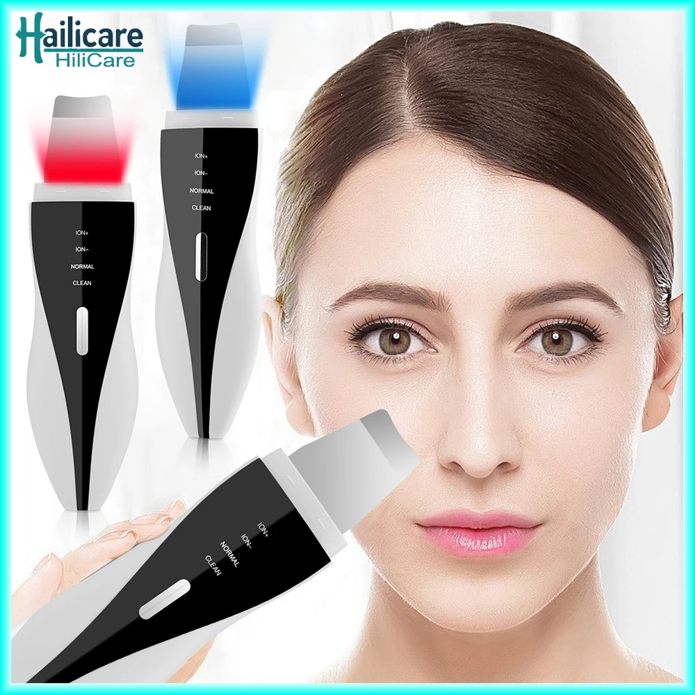 Ultrasonic Skin Scrubber Blackhead Remover Pore Cleaner 4 Modes Facial Shovel Cleanser Lifting Skin Care Tools Deep Cleansing