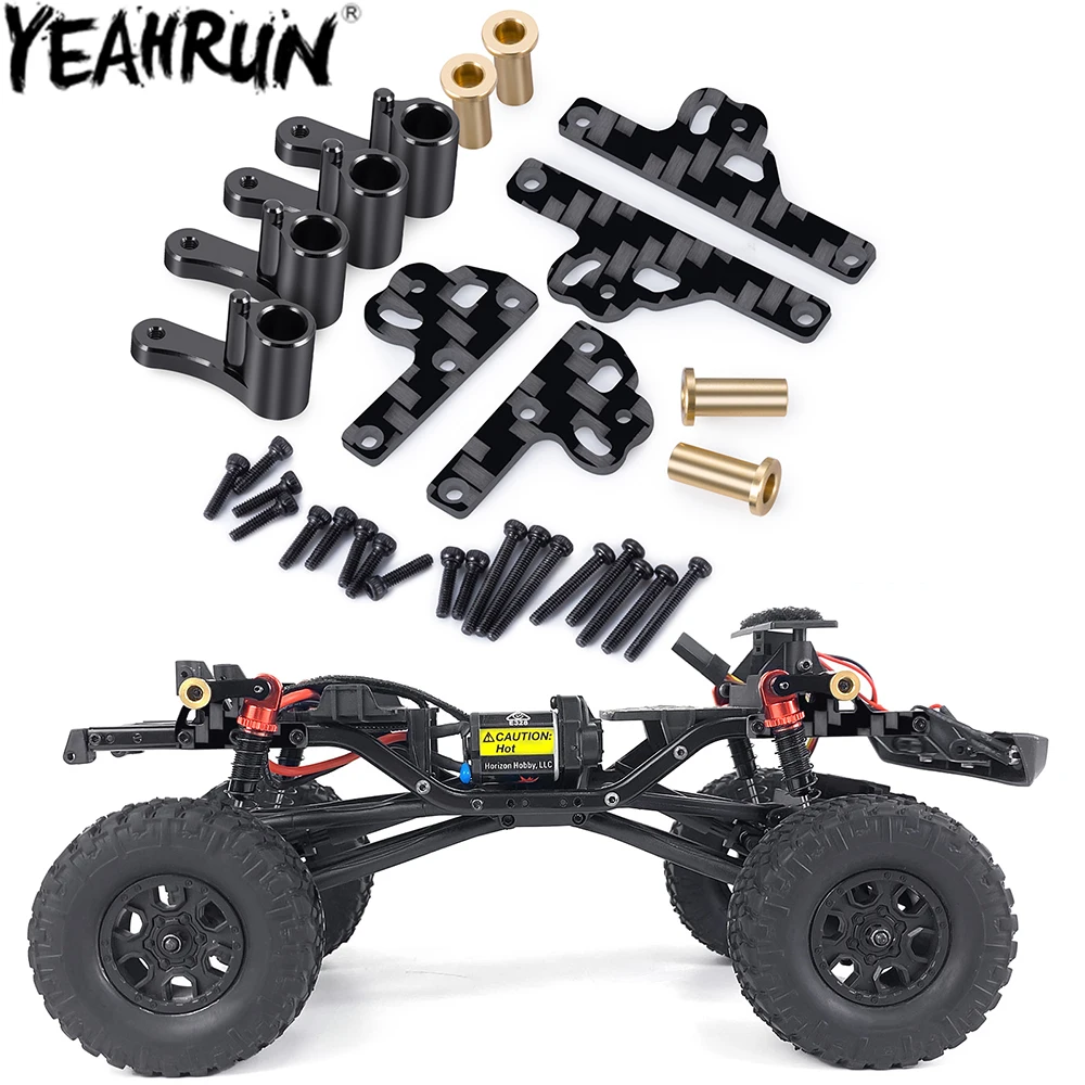 YEAHRUN Aluminum & Carbon Fiber Flex Blades Suspension Travel Extension Shock Absorber Mount for 1/24 Axial SCX24 Upgrades