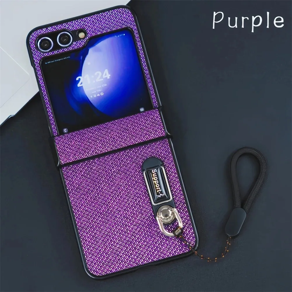 

Luxury Glitter with Wrist Strap Phone Case Suitable For Samsung Galaxy Z Flip 7 6 5 4 3 Lens Protection Invisible Protector