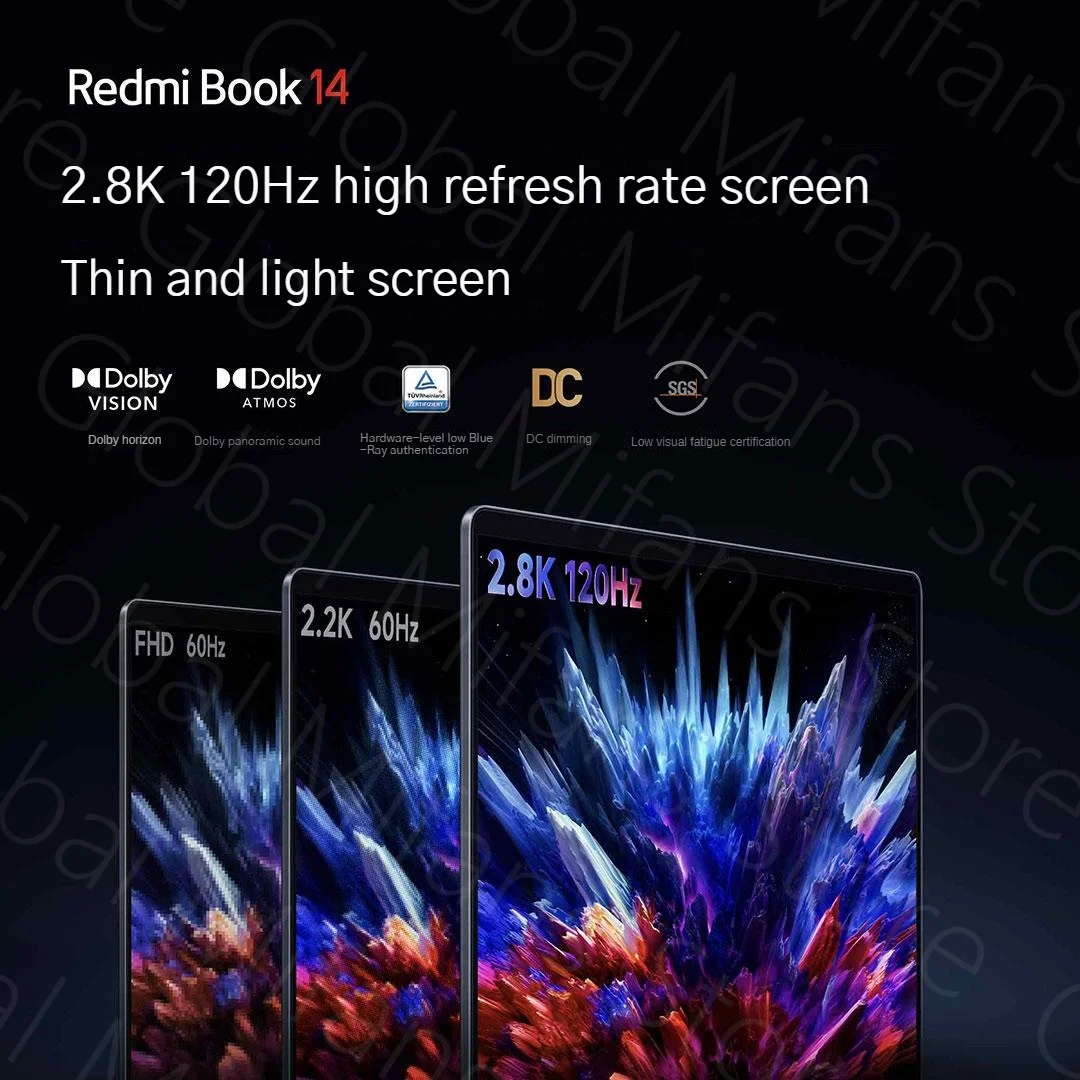 Xiaomi-14インチ画面のRedmiBookラップトップ,2023/i7-12700H Intelラップトップコンピューター,解像度i5-12500H x e,16GB RAM,512g,2.8k,120hz,14