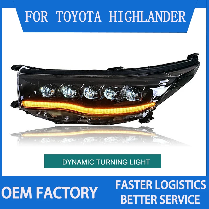 

1 Pair Car LED Headlight for Toyota Highlander 2015 2016 2017 Headlights Plug and Play with DRL Dynamic Turning LED Head Lights