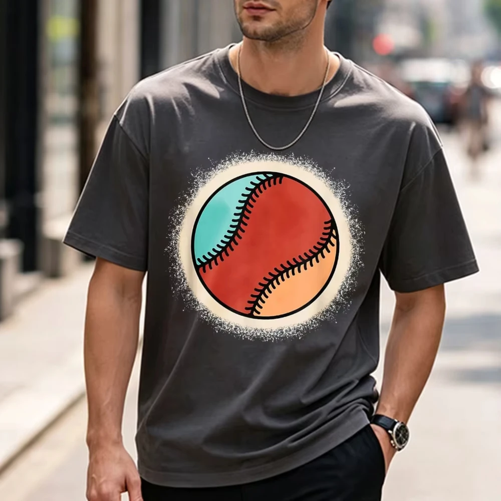 Retro Baseball Vintage Baseball Player Men Boys T-Shirt Funny Outdoors High Quality Cotton Short-sleev Game Day Gift Casual Tees