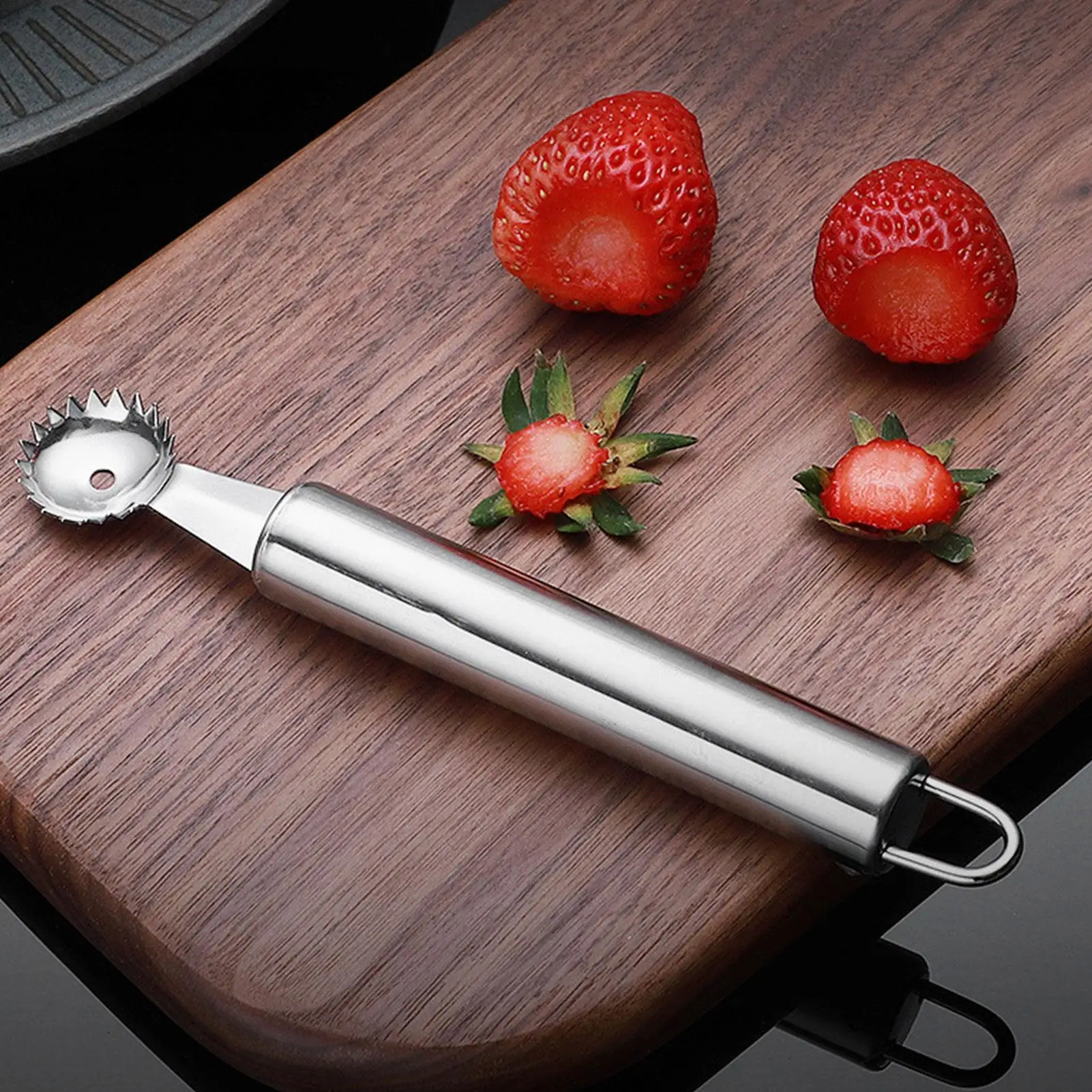 Tomato Corer Remover Strawberry Stem Remover Tool Portable Stainless Steel Tomato Stem Remover Vegetable Fruit Stem Remover view 2