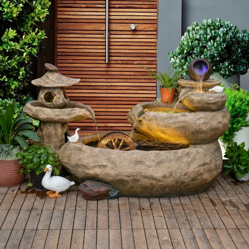 Outdoor courtyard fish pond flowing water fountain landscape circulation pool balcony finished  tank