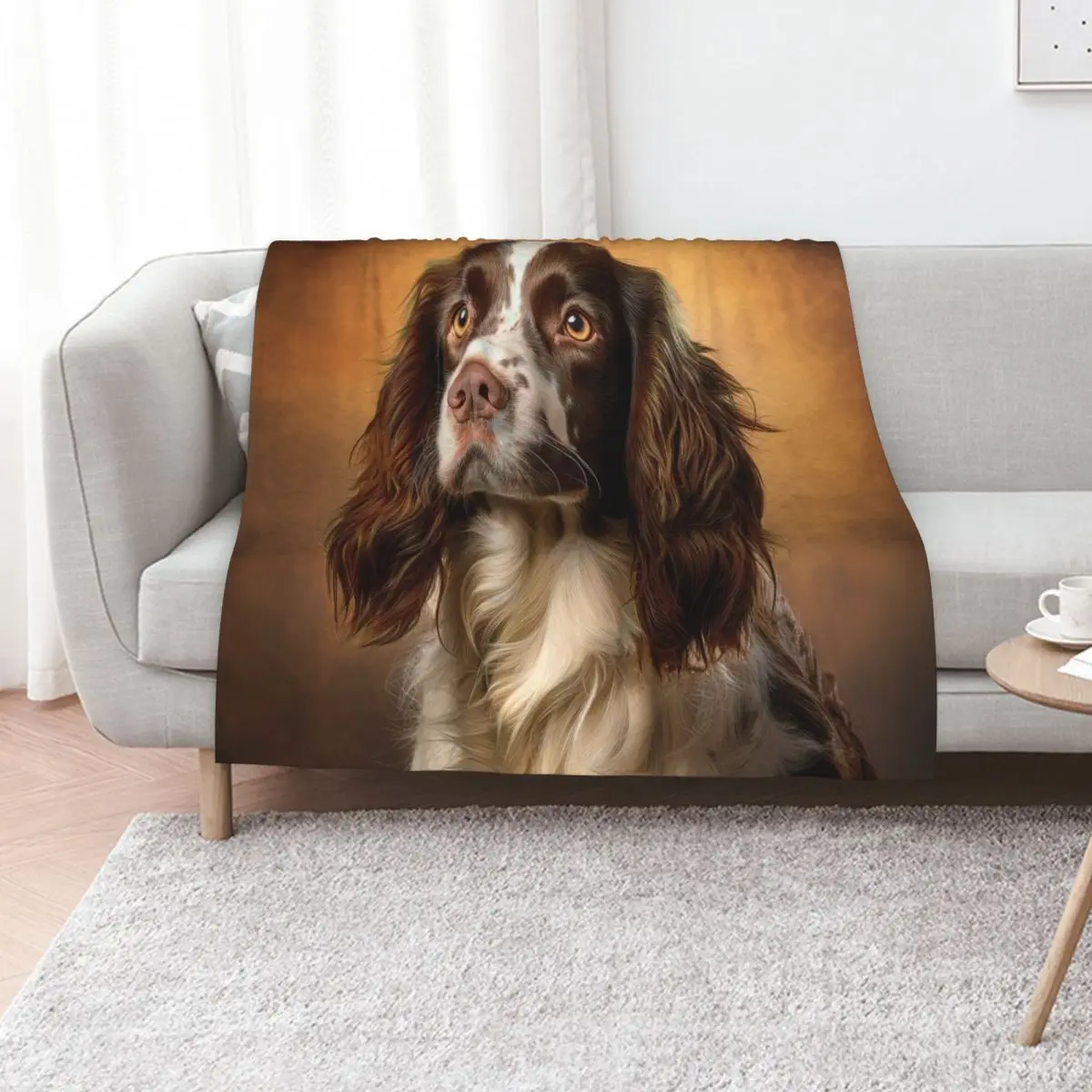 Hígado y blanco inglés Springer Spaniel manta a cuadros en el sofá pesado para dormir cama mantas cálidas de invierno de moda