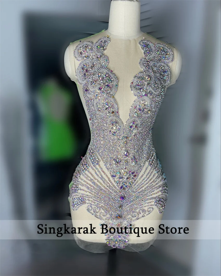 New Design Colorful Diamonds 2024 Prom Dress Glitter Bead Crystal Rhinestones Birthday Party Robe Homecoming  Customized Gown