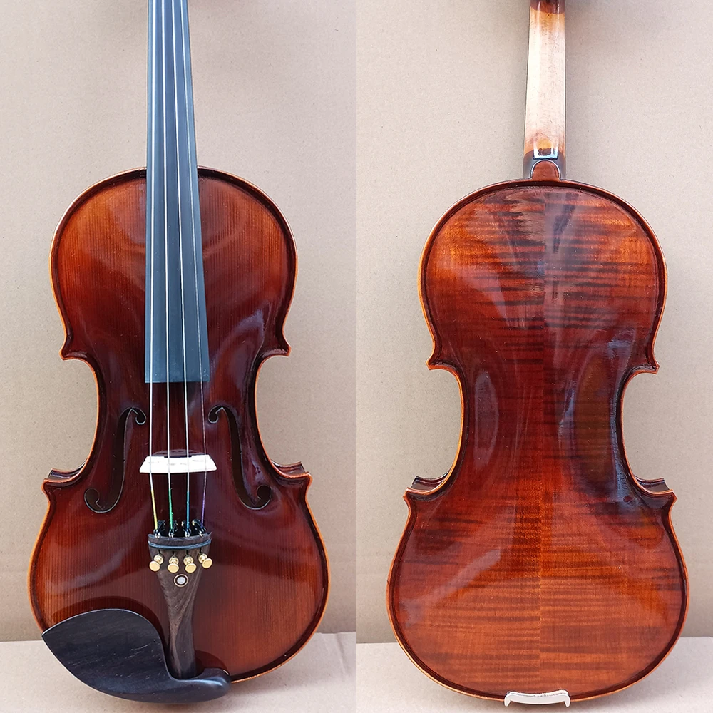 20 years Natural tiger maple Handmade Violin 4/4 Alcohol paint Dark brown Stradivari Violin Professional musical instrument