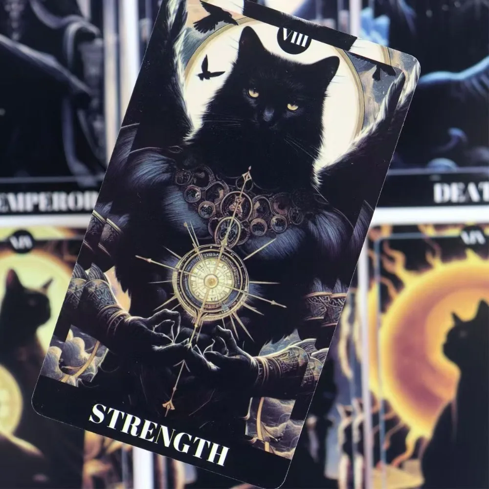 Black Cat Tarot Shadowy Cat Deck Feline Deck 78 Pcs Tarot Cards Based on Rider Waite System for Beginners 10.3*6cm