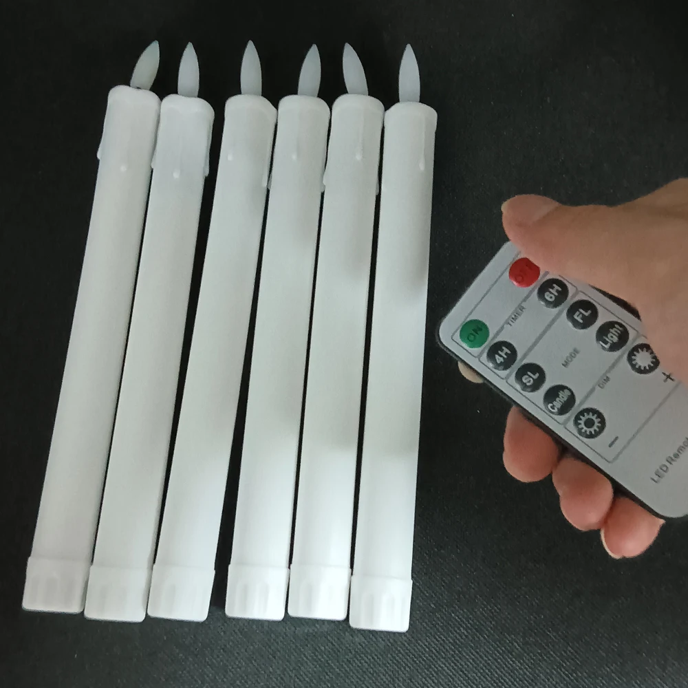

Светодиодные конические свечи с дистанционным управлением для диммера с мерцающим пламенем на батарейках, коническая свеча для праздничной вечеринки, свадьбы
