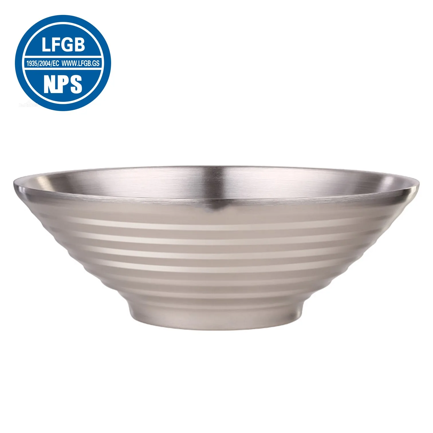 

LFGB Certificated 304 Stainless Steel Ramen Bowl 24cm Diameter Japanese and Korean Heat Insulating Noodle Bowl for Family Dining