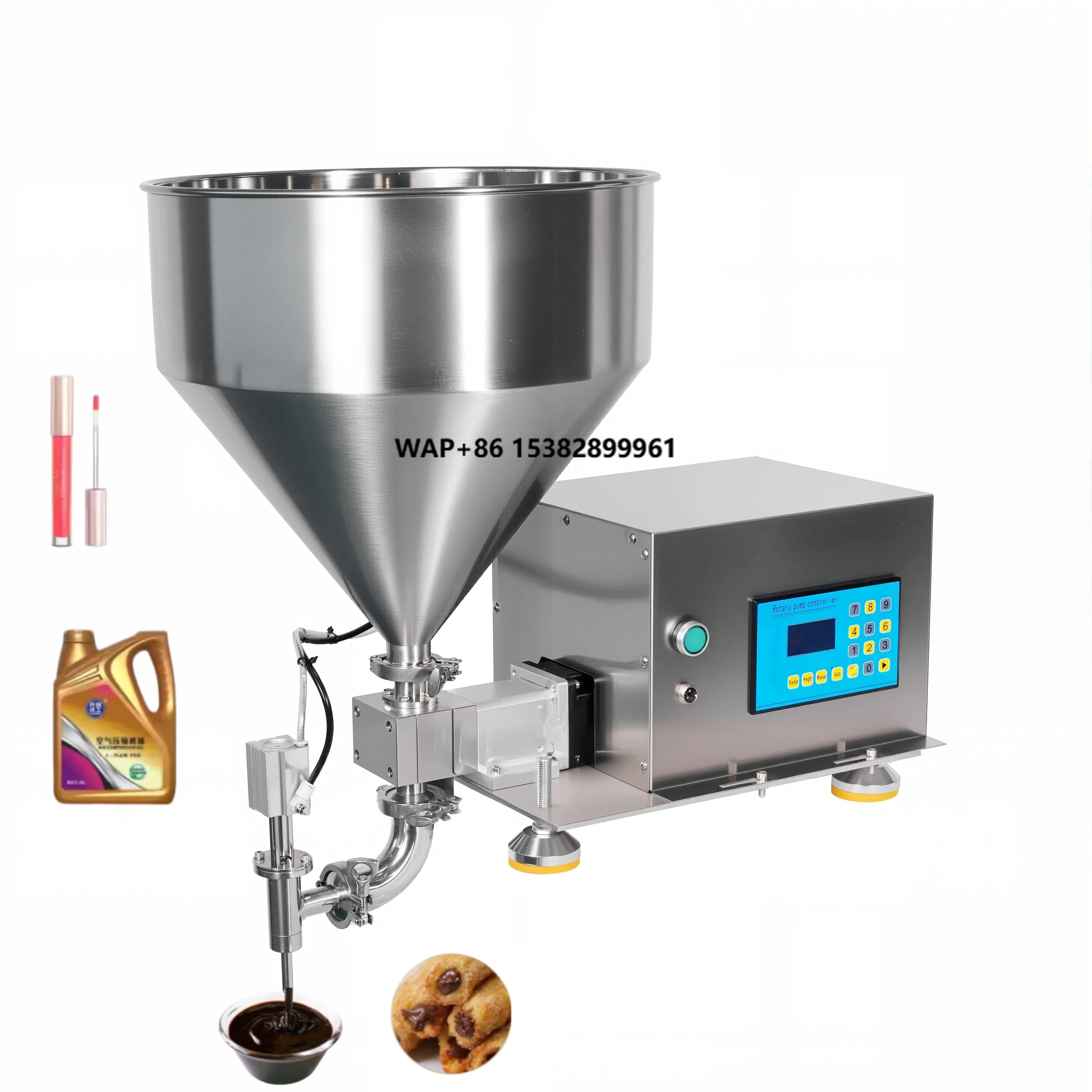 Semi-Automatic Desktop Gear Pump Filling Machine for Oil Beverages Thick Liquids/Pastes Capacity Plastic/Glass