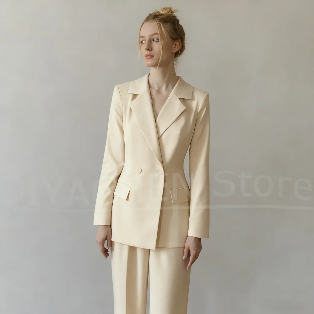 Elegante broeksets Chique blazer met notch-revers en broek Basics Formeel Kantoor Dame Dagelijks Casual Slanke damespakken Tweedelig