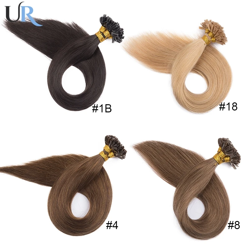 U Tip Human Hair Extensions Remy Fusion Hair Extension Keratin Glue Nail Bond Capsule Natural Straight Hair