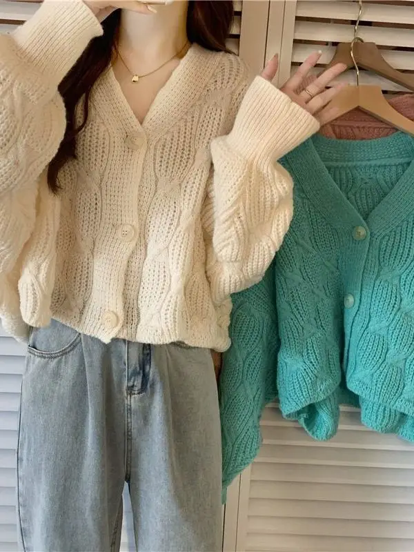 

Retro Japanese Lazy Sle Women's Sweater ort Loose Knitted Cardigan Coat Autumn Design Sense Small ence Fall Season