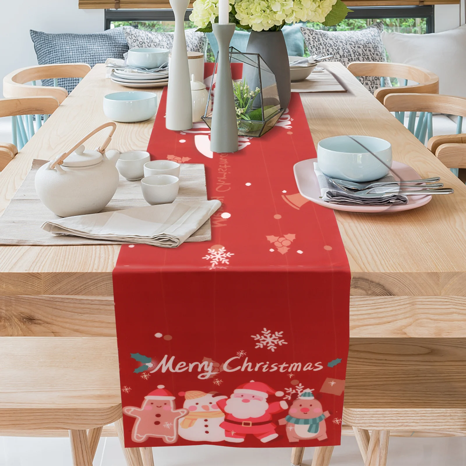 

Christmas Table Runner Xmas Decorative Tablecloth for Party Buffet Dining Room Home Ornament Xmas Supplies Creative Table Runner