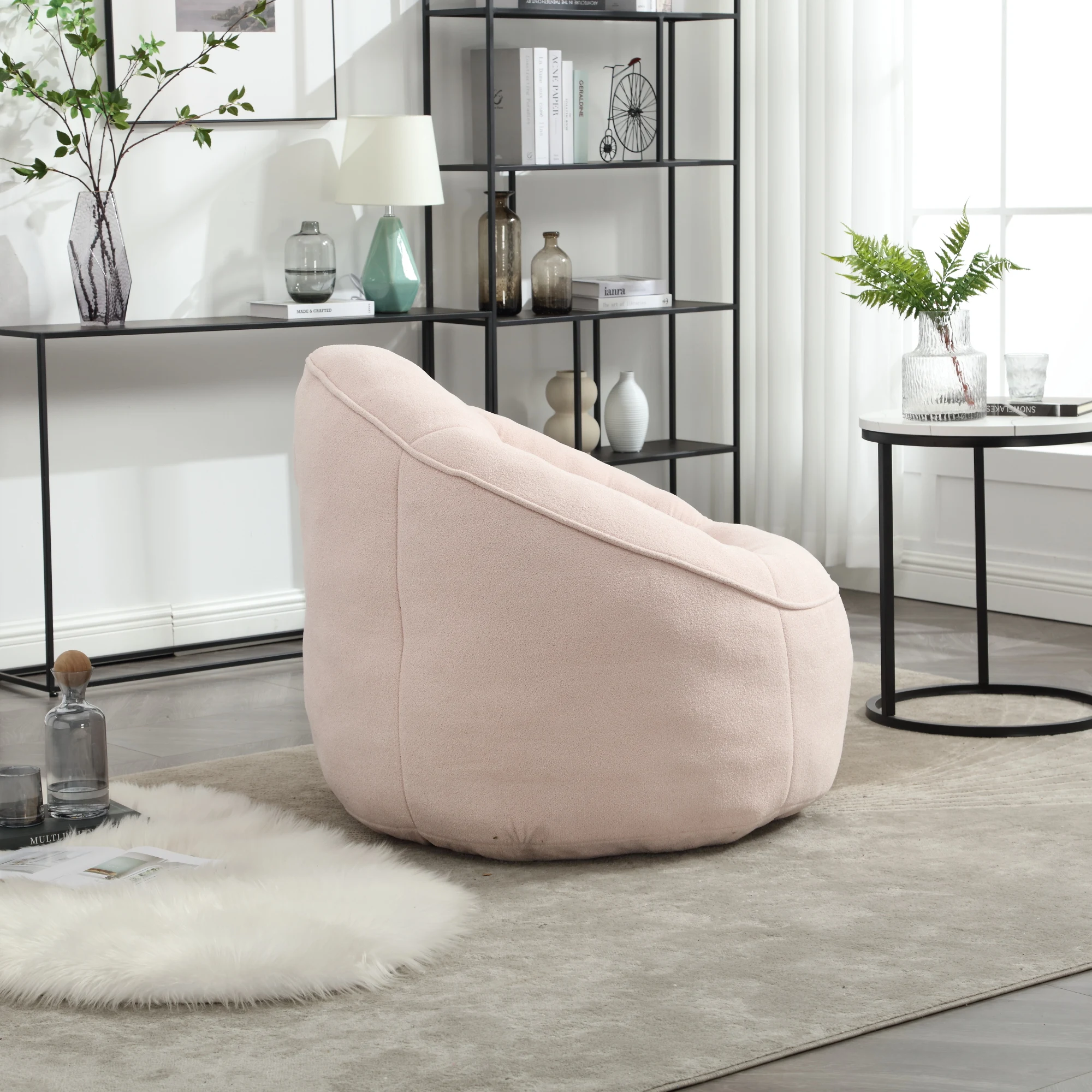 *Luxury Ergonomic Bean Bag Sofa Chair Set with Detachable Footrest High Density Memory Foam Filling Adult Lounge Living Room
