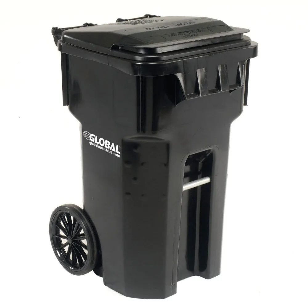 

Outdoor Trash Can, Heavy Duty Trashes Container, 65 Gallon, Black, Small Trash Can