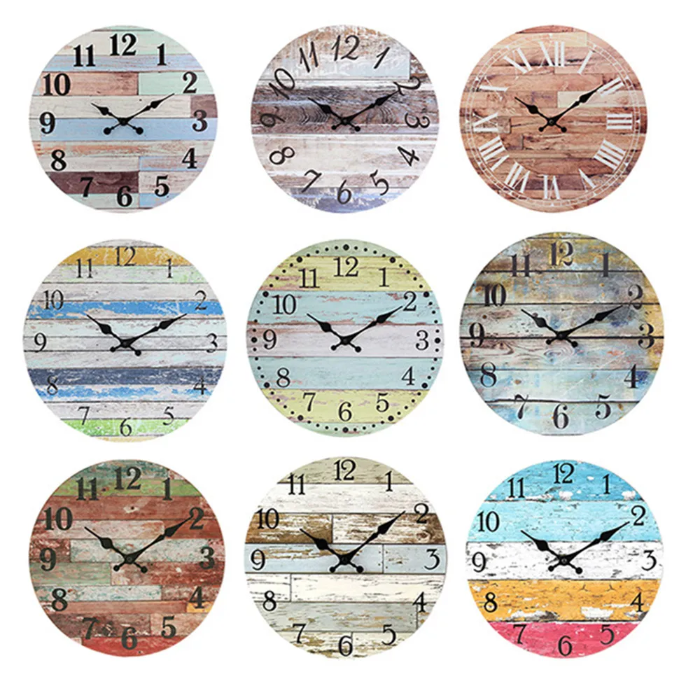 12 inches Simple wood grain digital wall clock, density board clock