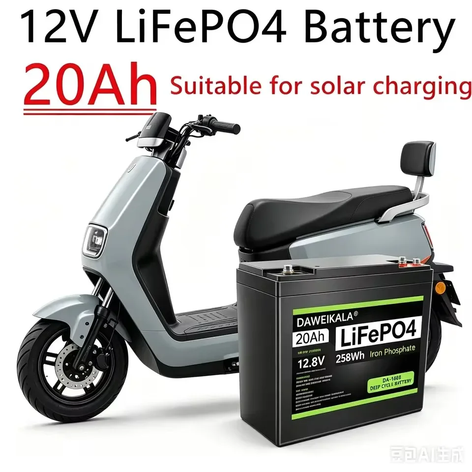 2026 Neuer 12V 20Ah LiFePO4-Akku, wiederaufladbarer Lithium-Eisenphosphat-Akku für Roller, Schiffsmotoren und Outdoor-Stromversorgungen, unterstützt Serien- und Parallelschaltung.