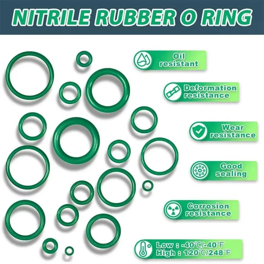 595/270-teiliges Klimaanlagen-O-Ring-Set, Sortiment mit 36 Größen, O-förmige Dichtungsringe, Gummi-Zubehör für Wartungsarbeiten – Detail 3