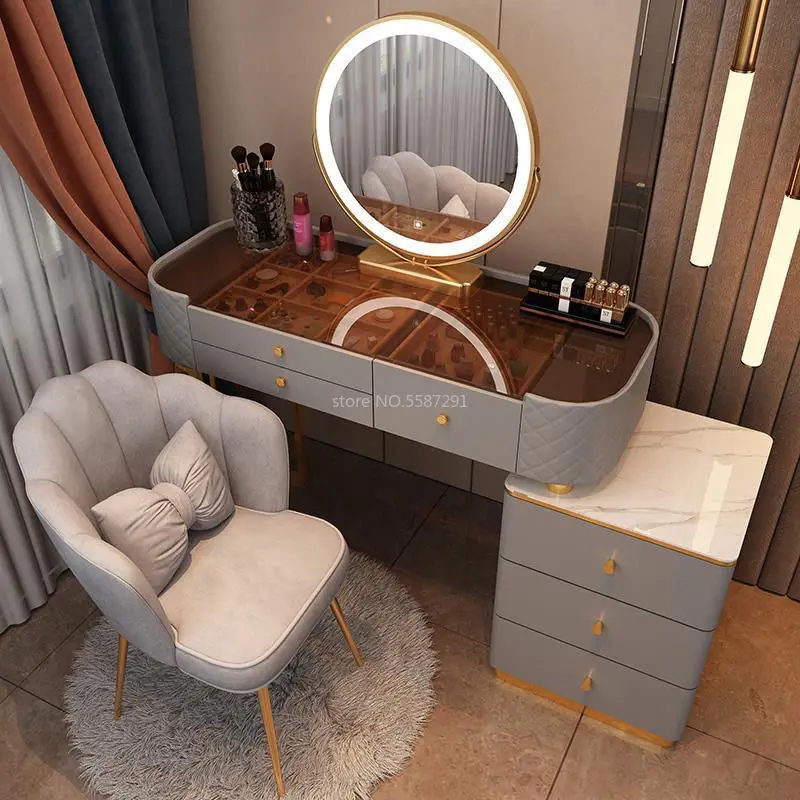 Nordic Makeup Vanity Table with Mirror Dressing Table Dressers for Bedroom Dresser Light Luxury Vanity Desk Bedroom Furniture