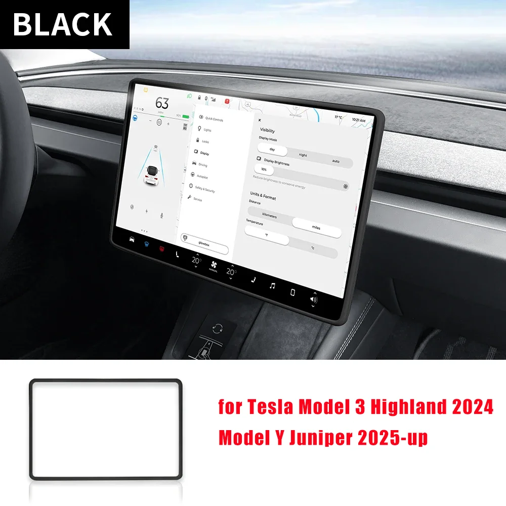 

For Tesla Model 3 Highland 2024 Model Y Juniper 2025-up Silicone Screen Frame Display Edge Protector Central Control Accessores