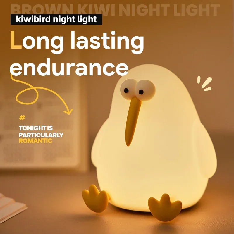 Rechargeable LED Night Light Cute Silicone Night Light With Timer Dimming Touch Lamp Bedside Decoration Lighting Children Gift