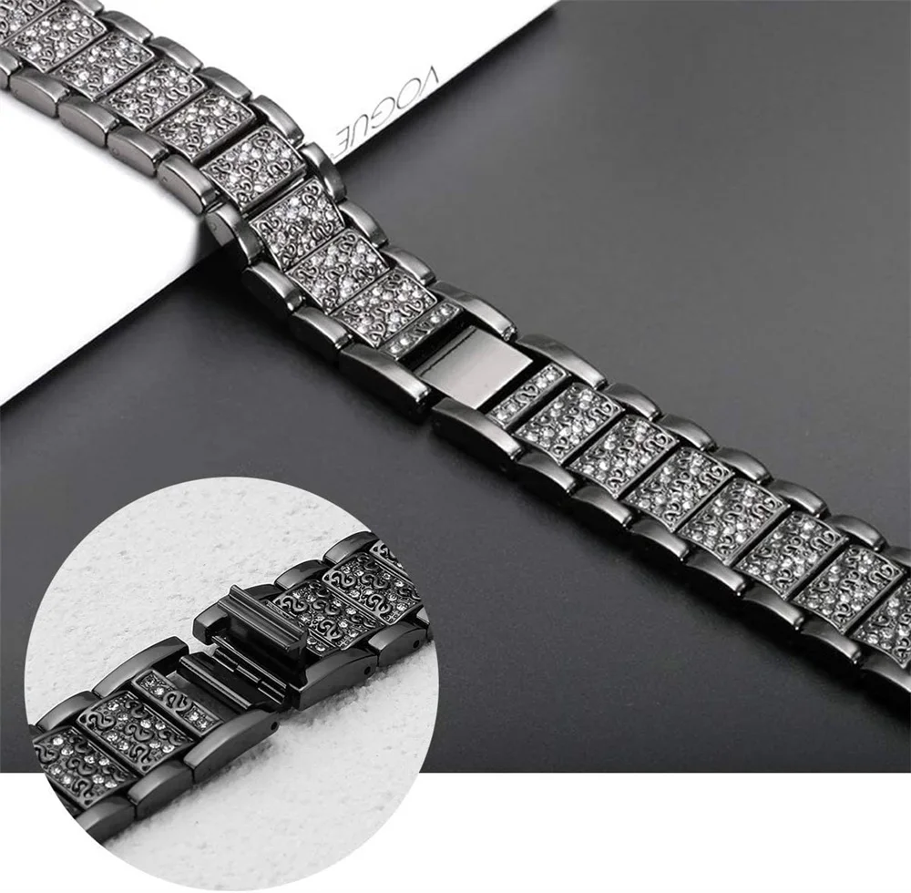 Metal Diamond strap for Samsung Galaxy Watch 6/4/Classic/5/pro/Active 2 40mm 44mm 20mm 22mm link Bracelet huawei gt 2-3-pro band