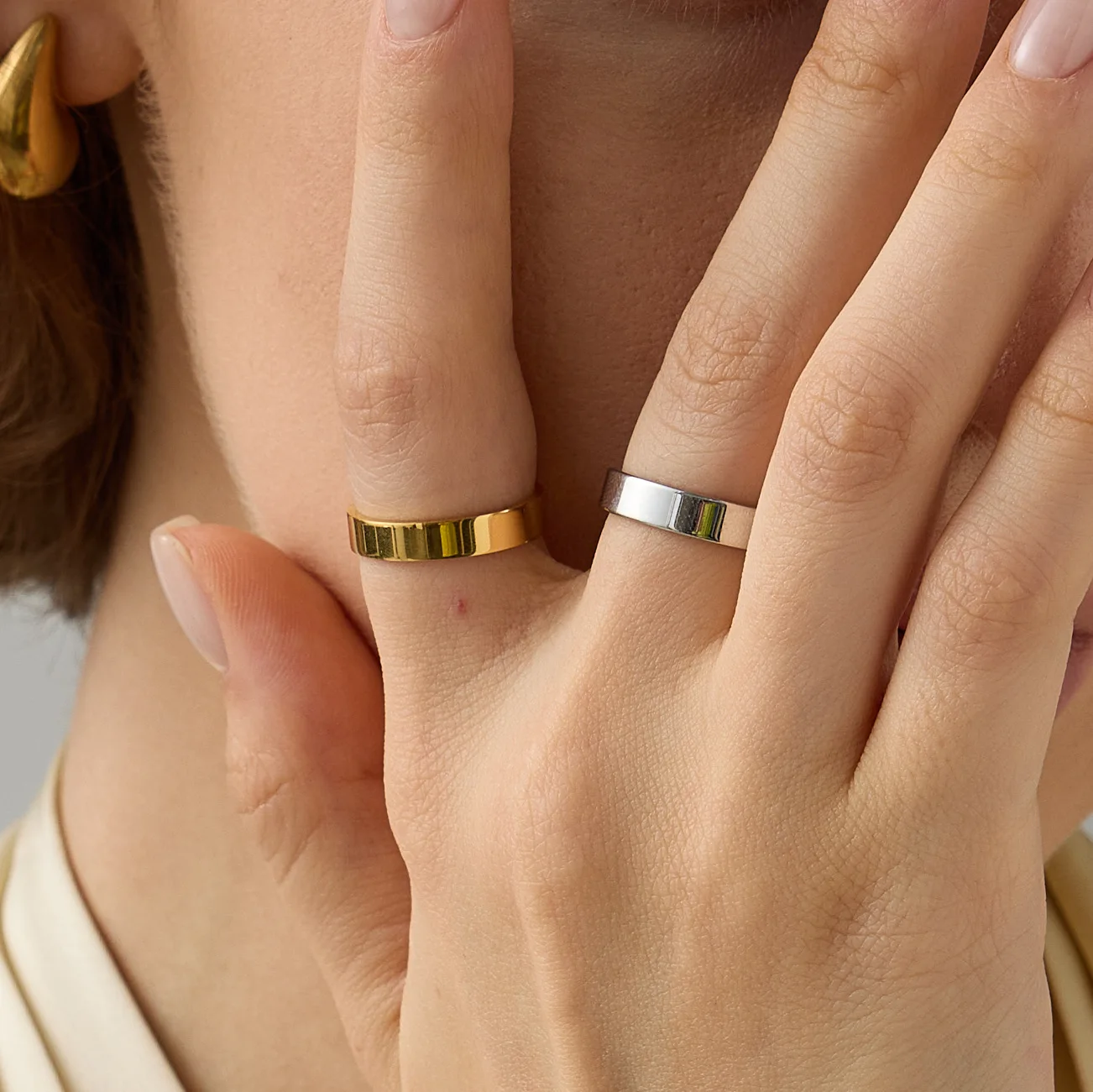 Minimalist Adjustable Open Rings for Women Men 18K Gold Silver Color Stainless Steel Simple Geometric Band Ring Jewelry Gift