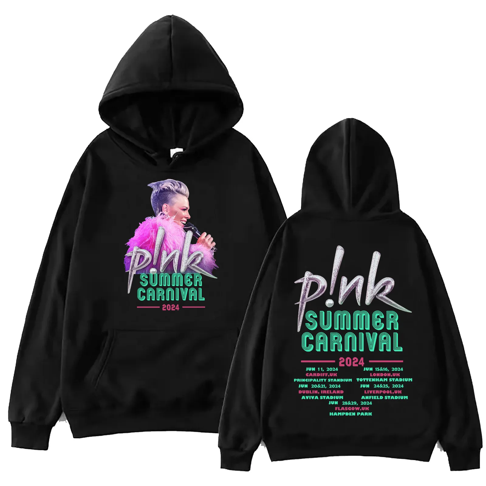 Pink Singer Summer Carnival 2024  Hoodie  Man Woman Harajuku Hip Hop Pullover Tops Sweatshirt Fans Gift