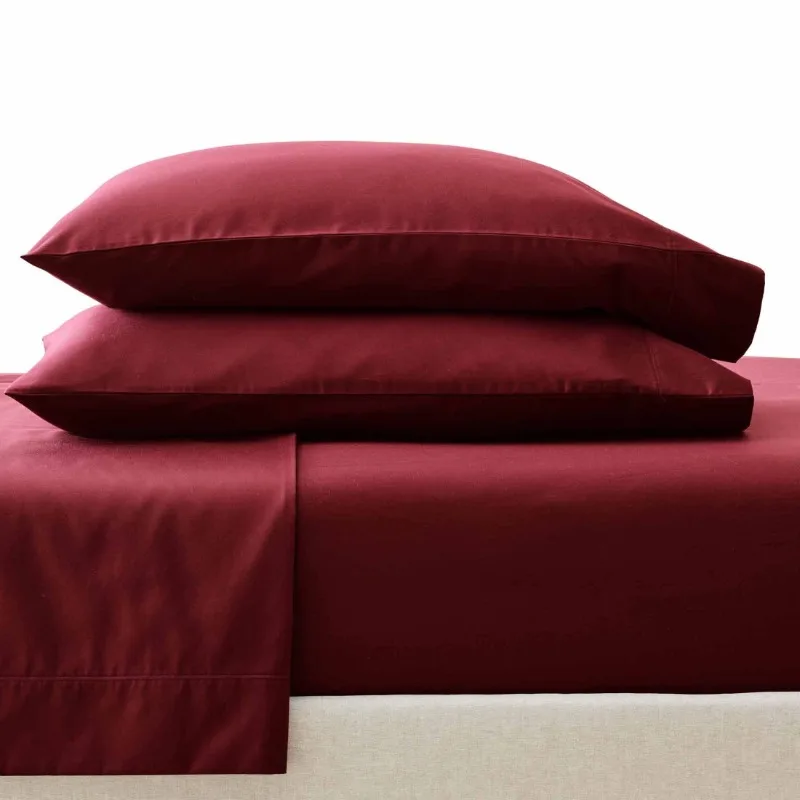 

3-Piece 400 Thread Count Deep Redwood Performance Hygro Cotton Sheet Set Twin The fitted sheets are stitched