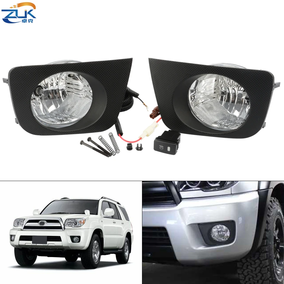 ZUK Additional Front Fog Lamp Set For Toyota 4 Runner Hilux Surf 2005-2009 Anti-Fog Reflector Light With Wires Harness Switch