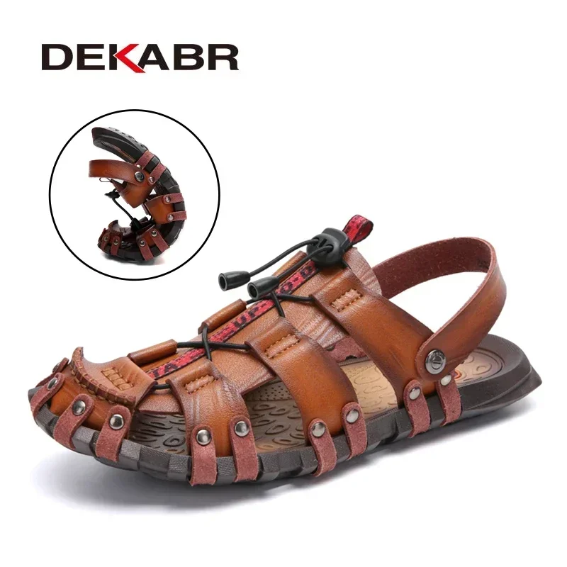 

DEKABR Summer Men's Sandals Beach Shoes Summer Leisure Beach Roman Men Outdoor Sandals High Quality Soft Bottom Sandals Slippers