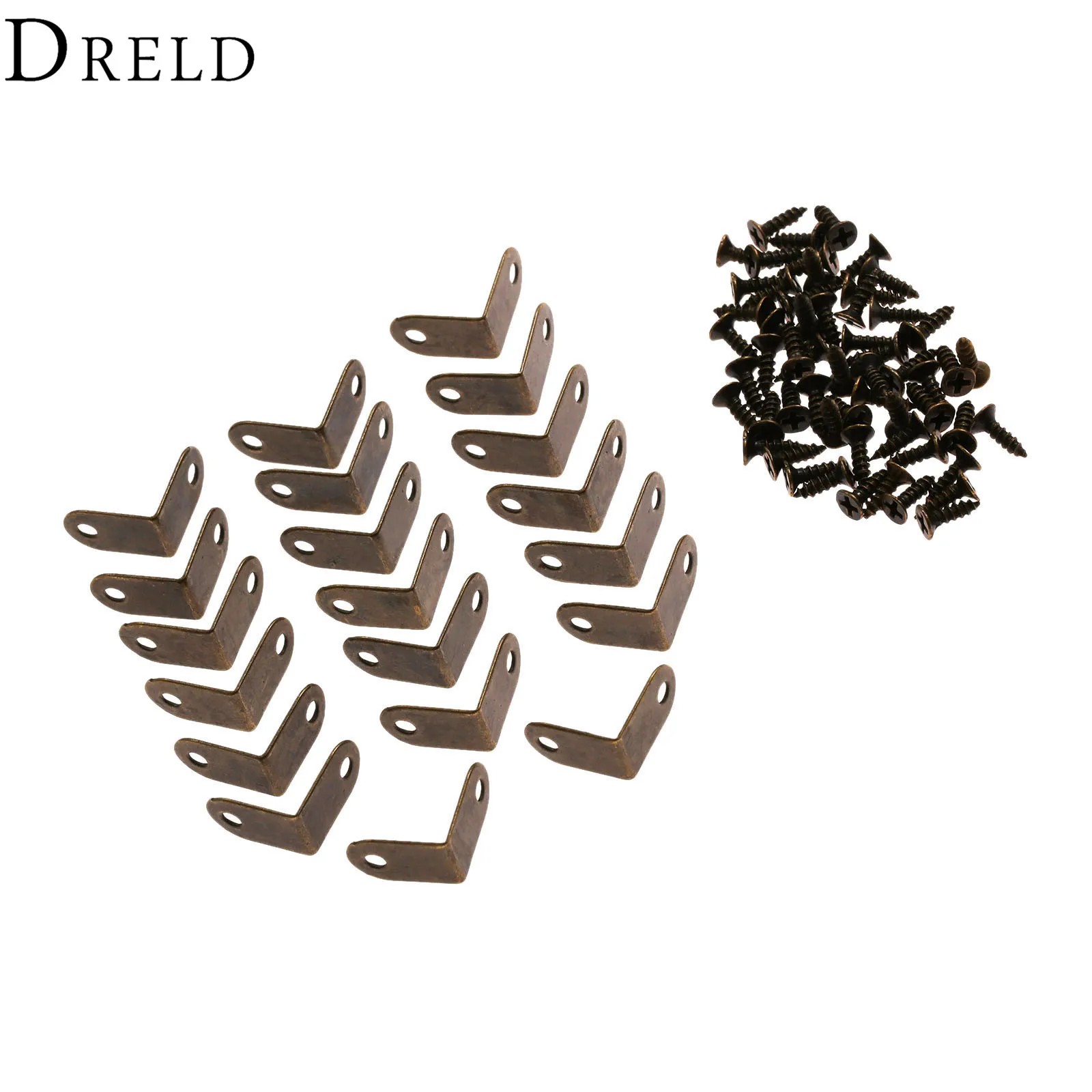DRELD 20Pcs ตกแต่งเครื่องประดับโบราณไวน์ของขวัญกล่องไม้กรณี Protector Guard Bronze ตกแต่งโต๊ะ15*9มม.