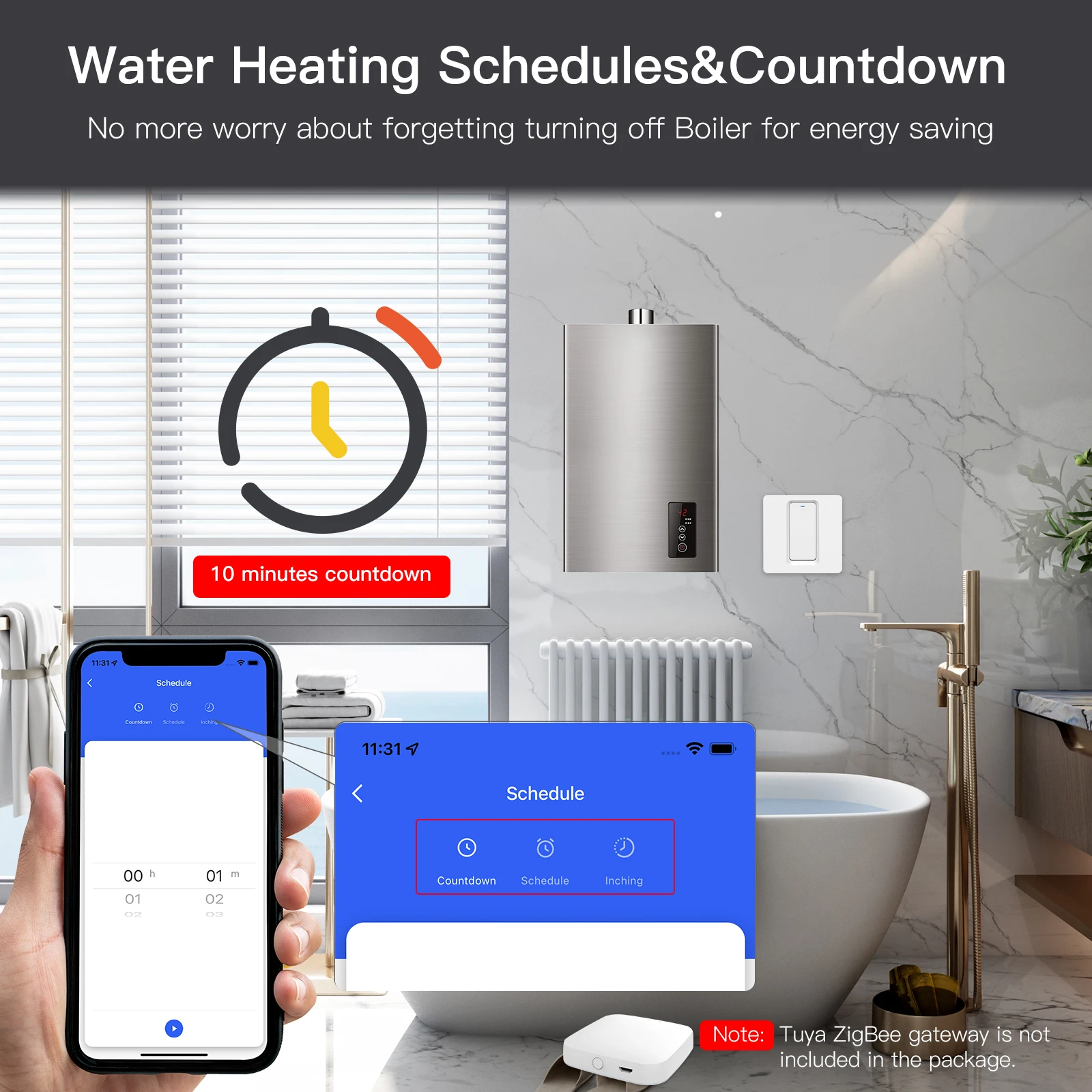 MOES Tuya Smart ZigBee Water Heater Boiler Switch Smart Life APP Wireless Control Timer for Heating Water for Alexa Google Home