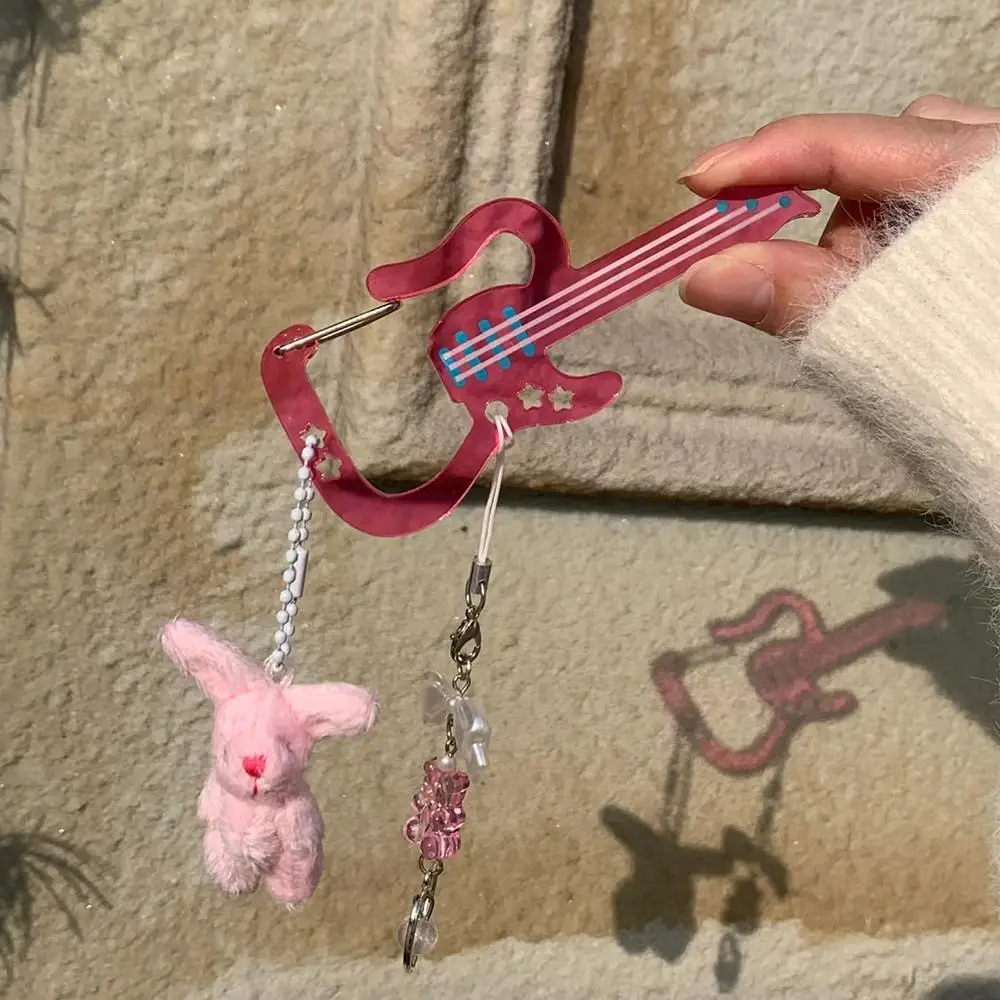 Mousqueton en forme de Notes musicales en acrylique, breloque pour sac, cœur d'amour, violon, porte-clés, sac à dos, pendentif suspendu, accessoires pour manuel