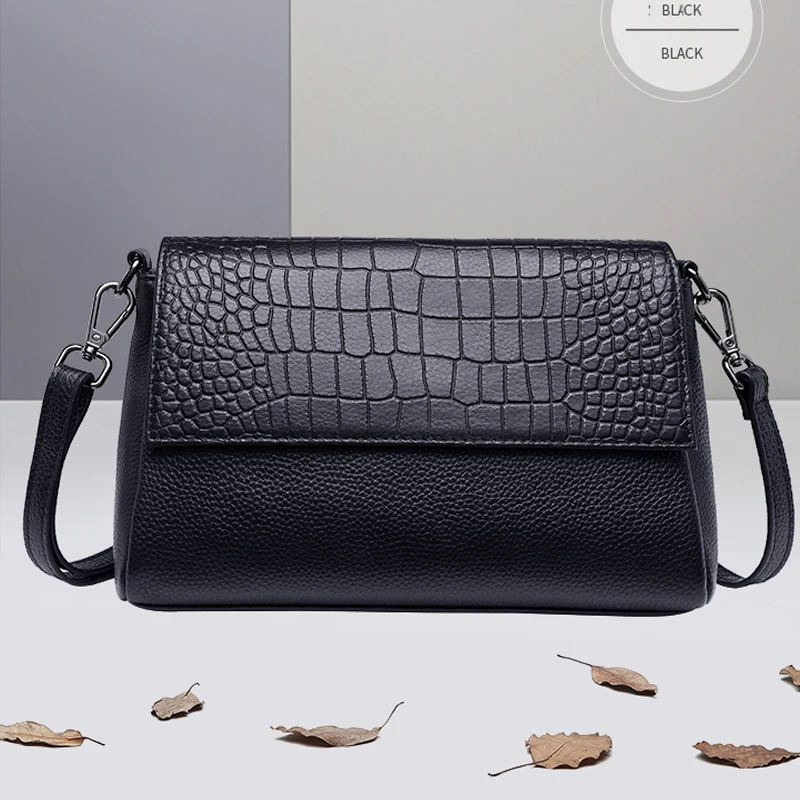 100% Real Leather Lady\'s Shoulder Bags High-grade Crocodile Pattern Embossed Large Capacity leisure Messenger Handbags