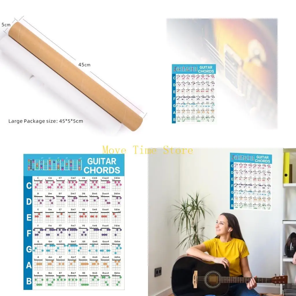 92ME Guitar Chord Chart Wall Poster Guitar Fingering Practice Chart Reference