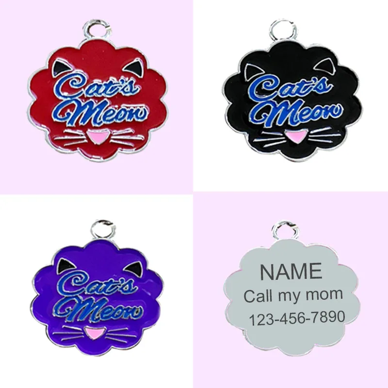 Personalized Cat ID Tag Customized Cute Collar Accessories Engraved Necklace Engraved Cat\'s Meon Name Products Pet Supplies