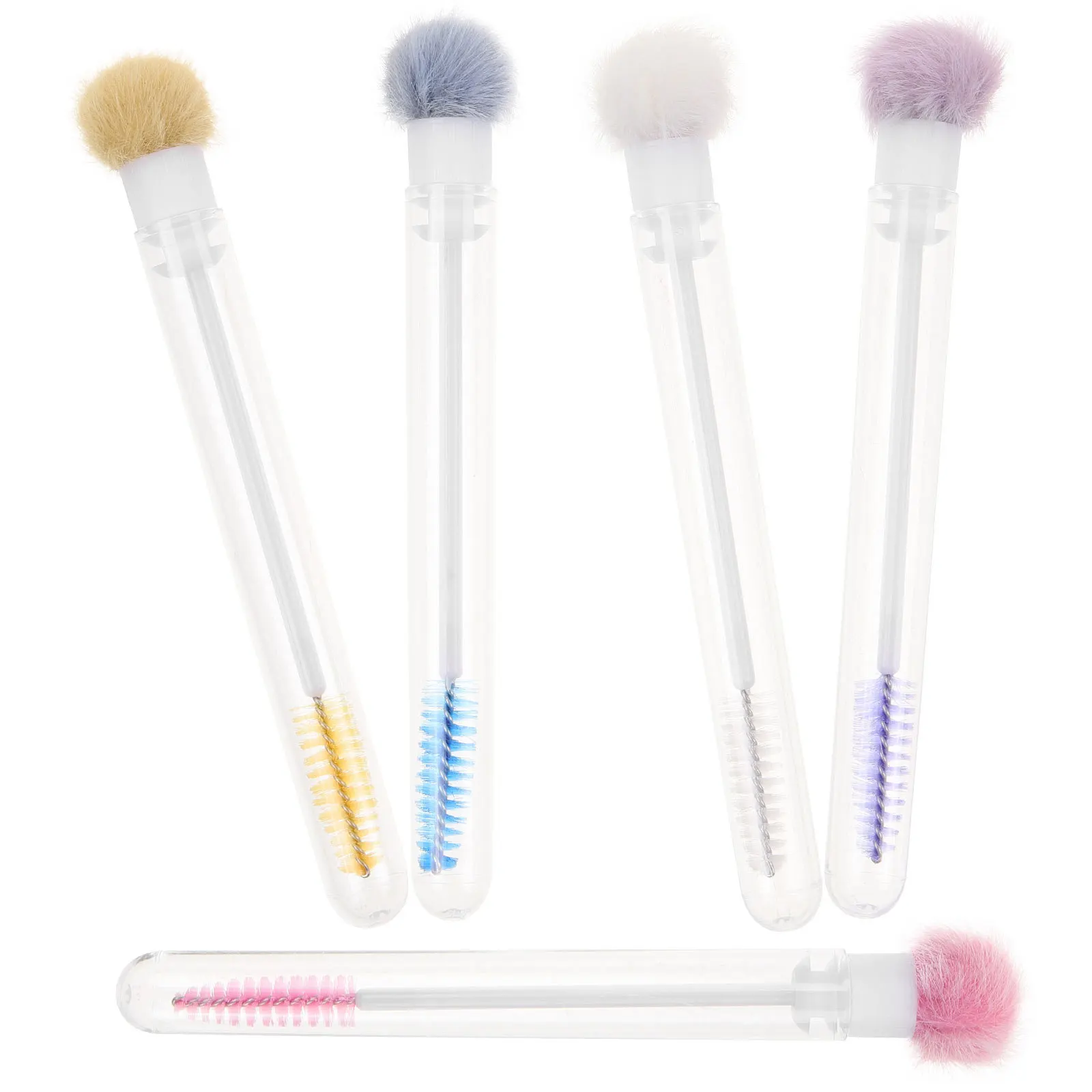 Varitas de pestañas con tubo, cepillo Spoolie de doble uso para aplicación de rímel, diseño portátil para dar forma a las cejas, 5 uds.
