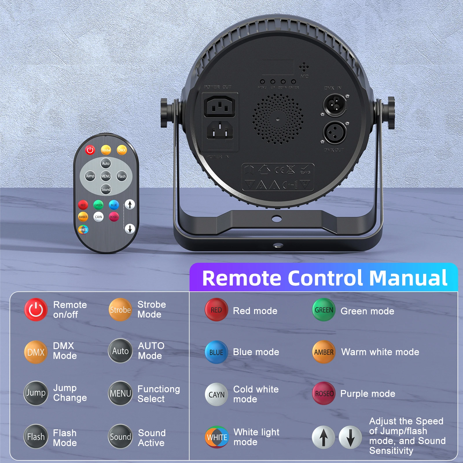 4PCS 9LEDs Par Light RGBW 4in1 Stage Effect Lighting Projector Remote Control DJ Party Lights for Disco Concert Wedding Theater