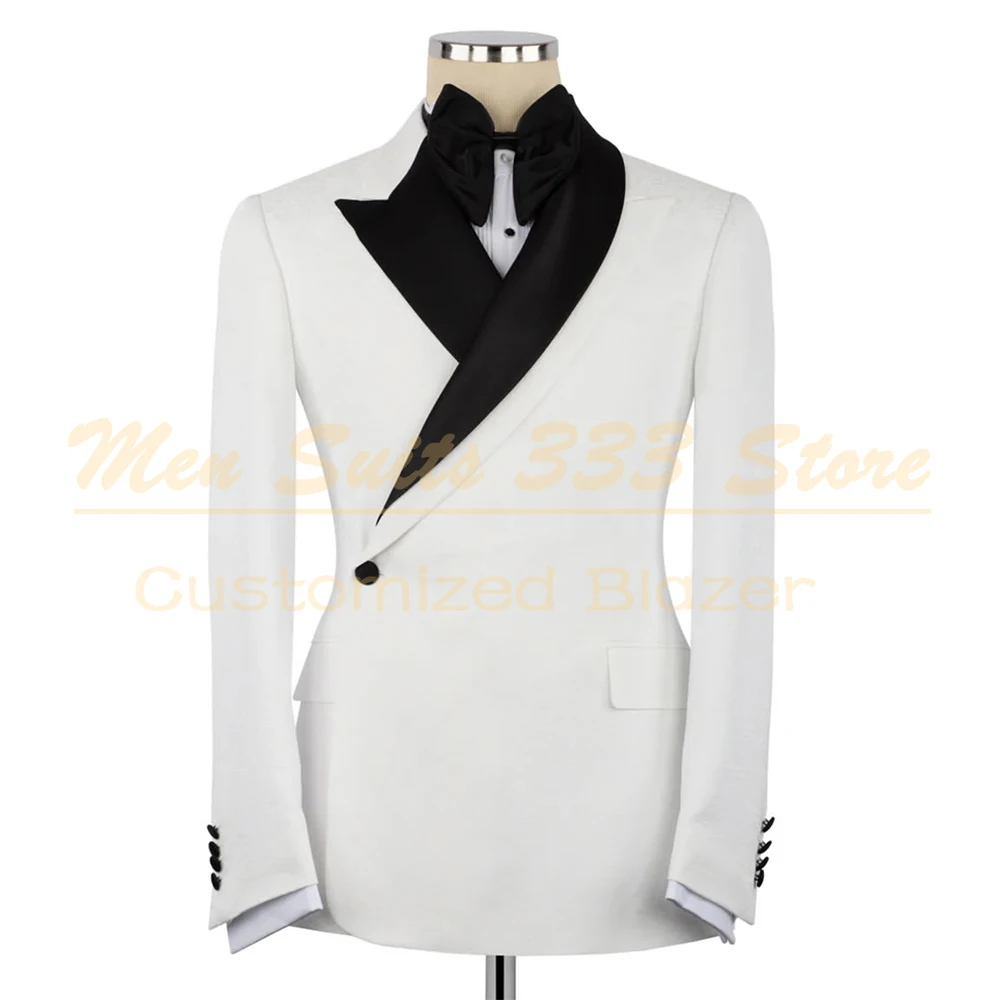 

Stylish White Men's Suits Fashion One-Button Slim Fit 2 Piece Jacket Pants High Quality Wedding Male Clothing Costume Homme