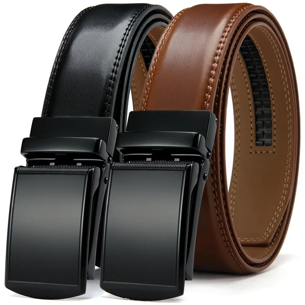 Herren-Ledergürtel, mehrere automatische verfügbare Gürtel, Freizeitmode, Ratschengürtel für Herren, Legierungsschnallengürtel, 105 115 125 135 cm – Detail 10